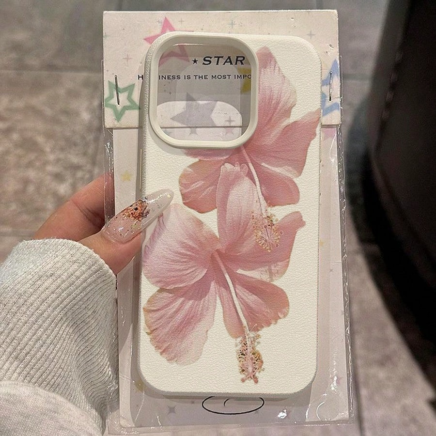 X Phone Accessories - Pink Hibiscus Elegant High Aesthetic Phone