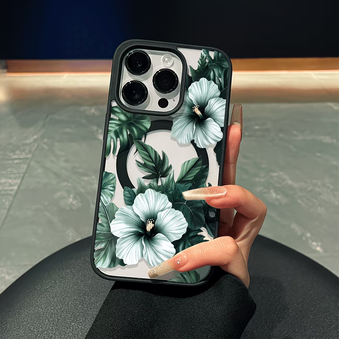 Phone Accessories Magnetic - Green Floral Print Phone Case For