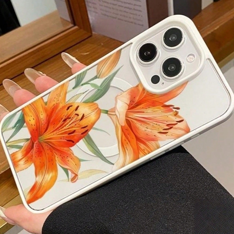Orange Lily-Patterned Magnetic - đánh giá và giá Phone Accessories Magnetic