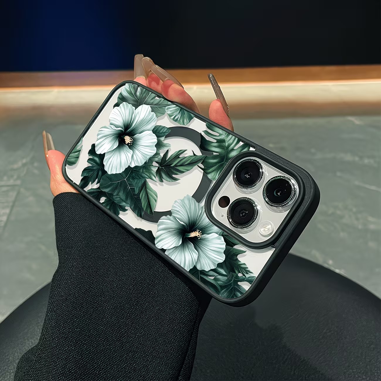 Green Floral Print Phone Case  - đánh giá và giá Phone Accessories Magnetic